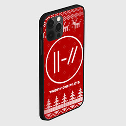 Чехол для iPhone 12 Pro Новогодний Twenty One Pilots с оленями, цвет: 3D-черный — фото 2