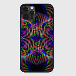 Чехол для iPhone 12 Pro Оптические волны текстура, цвет: 3D-черный