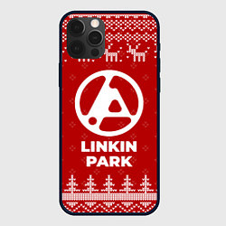 Чехол для iPhone 12 Pro Новогодний Linkin Park 2024 с оленями, цвет: 3D-черный