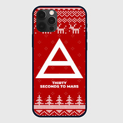 Чехол для iPhone 12 Pro Новогодний Thirty Seconds to Mars с оленями, цвет: 3D-черный