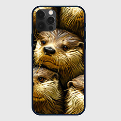 Чехол для iPhone 12 Pro Мордочки выдр, цвет: 3D-черный