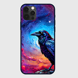 Чехол для iPhone 12 Pro Черный ворон на фоне космоса, цвет: 3D-черный