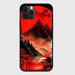Чехол для iPhone 12 Pro Япония природа в красном цвете, цвет: 3D-черный