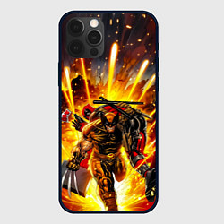 Чехол для iPhone 12 Pro Дэдпул и Росомаха при взрыве, цвет: 3D-черный