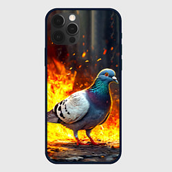 Чехол для iPhone 12 Pro Голубь в огне, цвет: 3D-черный