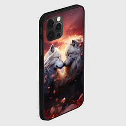 Чехол для iPhone 12 Pro Влюбленные волки в цветах, цвет: 3D-черный — фото 2