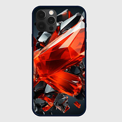 Чехол для iPhone 12 Pro Красные алмазы и черные камни, цвет: 3D-черный