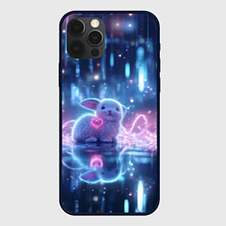 Чехол для iPhone 12 Pro Белый зайчик с сердцем, цвет: 3D-черный