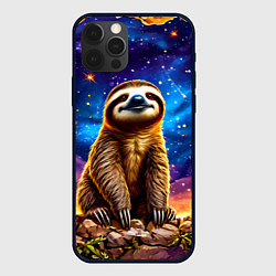 Чехол для iPhone 12 Pro Ленивец и звездное небо, цвет: 3D-черный