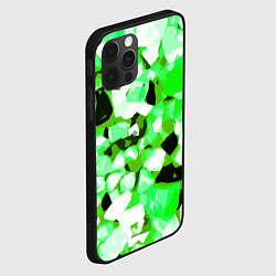 Чехол для iPhone 12 Pro Green and white abstraction on a black background, цвет: 3D-черный — фото 2