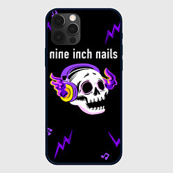 Чехол для iPhone 12 Pro Nine Inch Nails неоновый череп, цвет: 3D-черный