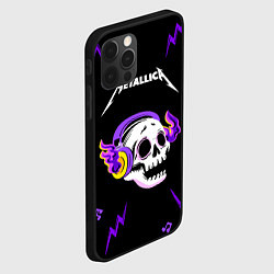 Чехол для iPhone 12 Pro Metallica неоновый череп, цвет: 3D-черный — фото 2