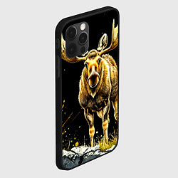 Чехол для iPhone 12 Pro Лось на черном, цвет: 3D-черный — фото 2
