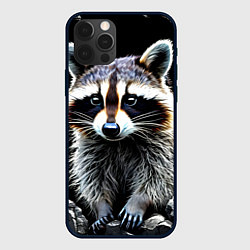 Чехол для iPhone 12 Pro Енот на черном, цвет: 3D-черный