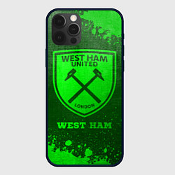 Чехол для iPhone 12 Pro West Ham - green gradient, цвет: 3D-черный