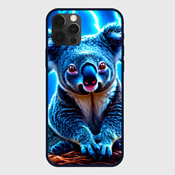Чехол для iPhone 12 Pro Коала в разрядах молний, цвет: 3D-черный
