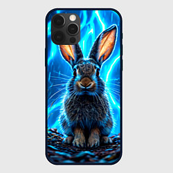 Чехол для iPhone 12 Pro Заяц в разрядах молний, цвет: 3D-черный