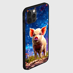 Чехол для iPhone 12 Pro Поросенок и звездное небо, цвет: 3D-черный — фото 2