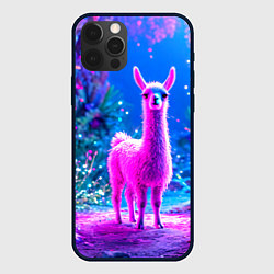 Чехол для iPhone 12 Pro Лама в розовом, цвет: 3D-черный