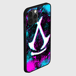 Чехол для iPhone 12 Pro Assassins creed shadows - neon color, цвет: 3D-черный — фото 2