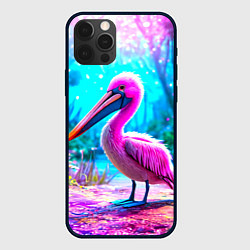 Чехол для iPhone 12 Pro Пеликан в сказачном лесу, цвет: 3D-черный
