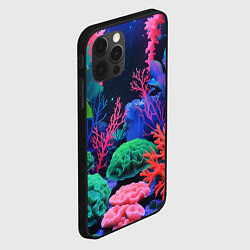 Чехол для iPhone 12 Pro Подводный мир с кораллами, цвет: 3D-черный — фото 2