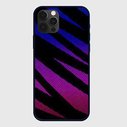 Чехол для iPhone 12 Pro Сине-розовый абстракция с полосами, цвет: 3D-черный