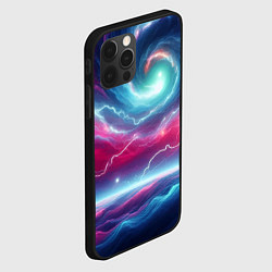 Чехол для iPhone 12 Pro Spiral neon galaxy - ai art fantasy, цвет: 3D-черный — фото 2