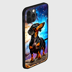 Чехол для iPhone 12 Pro Такса в космосе, цвет: 3D-черный — фото 2