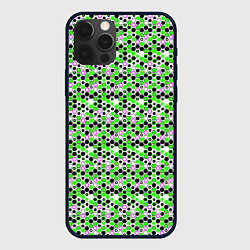 Чехол для iPhone 12 Pro Киберпанк шестиугольники зелёные, цвет: 3D-черный