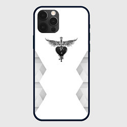 Чехол для iPhone 12 Pro Bon Jovi white poly, цвет: 3D-черный