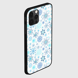 Чехол для iPhone 12 Pro Бирюзовые снежинки, цвет: 3D-черный — фото 2
