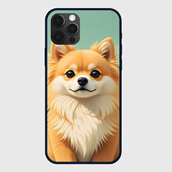 Чехол для iPhone 12 Pro Шпиц и пальмы, цвет: 3D-черный