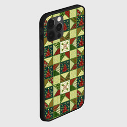 Чехол для iPhone 12 Pro Лоскутный рождественский узор, цвет: 3D-черный — фото 2