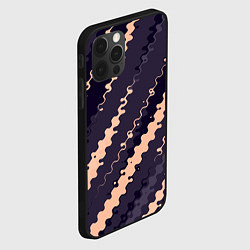 Чехол для iPhone 12 Pro Фиолетовый с бежевым искажённые полосы, цвет: 3D-черный — фото 2