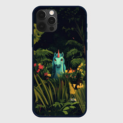 Чехол для iPhone 12 Pro Голубая единорожка, цвет: 3D-черный