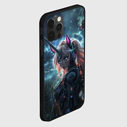 Чехол для iPhone 12 Pro Девушка - единорог киберпанк, цвет: 3D-черный — фото 2