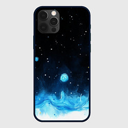 Чехол для iPhone 12 Pro Синяя светящееся краска, цвет: 3D-черный