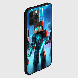Чехол для iPhone 12 Pro Minecraft - ai art neon glow, цвет: 3D-черный — фото 2