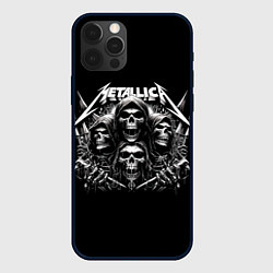 Чехол для iPhone 12 Pro Metallica - four skulls, цвет: 3D-черный