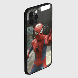Чехол для iPhone 12 Pro Человек паук предупреждает, цвет: 3D-черный — фото 2