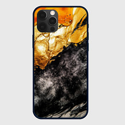Чехол для iPhone 12 Pro Золотая объемная текстура на черном фоне, цвет: 3D-черный