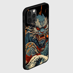 Чехол для iPhone 12 Pro Японский дракон и волны в стиле тату ирезуми, цвет: 3D-черный — фото 2