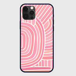 Чехол для iPhone 12 Pro Абстрактный узор розовый, цвет: 3D-черный