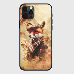 Чехол для iPhone 12 Pro Винтажный лис на осеннем фоне, цвет: 3D-черный