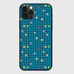 Чехол для iPhone 12 Pro Синяя мозаика с цветными акцентами, цвет: 3D-черный