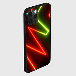 Чехол для iPhone 12 Pro Неоновые разноцветные кислотные линии, цвет: 3D-черный — фото 2