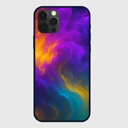 Чехол для iPhone 12 Pro Смешение разноцветных красок, цвет: 3D-черный