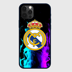 Чехол для iPhone 12 Pro Real Madrid неоновый огонь, цвет: 3D-черный