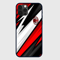 Чехол для iPhone 12 Pro ФК Милан - абстракция, цвет: 3D-черный
